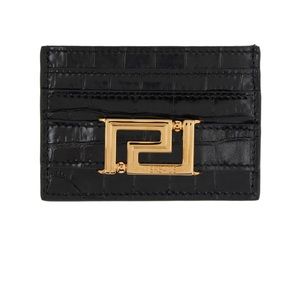 NWT Versace CROC-EFFECT GRECA GODDESS CARD HOLDER